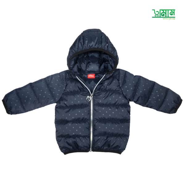 Kids’ Navy Blue Dot Padded Jacket – Warm, Stylish, and Comfortable Outerwear for Children