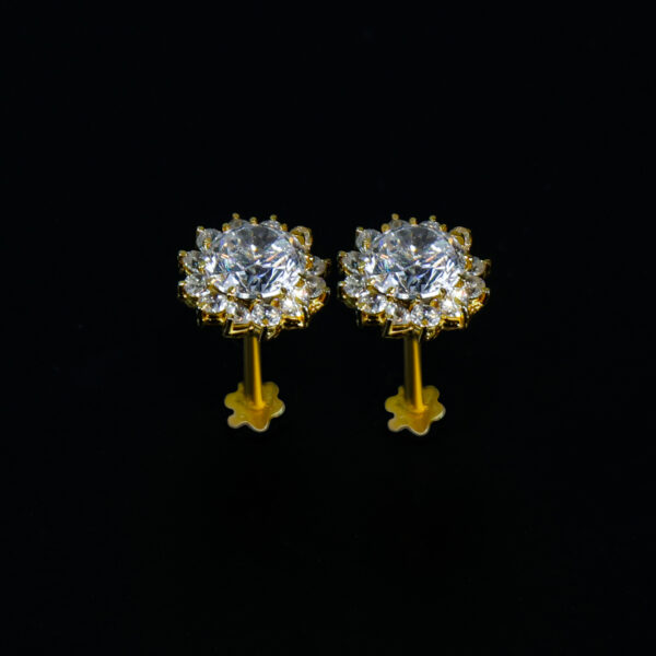 Gold-Plated Radiant Solitaire Studs Earrings