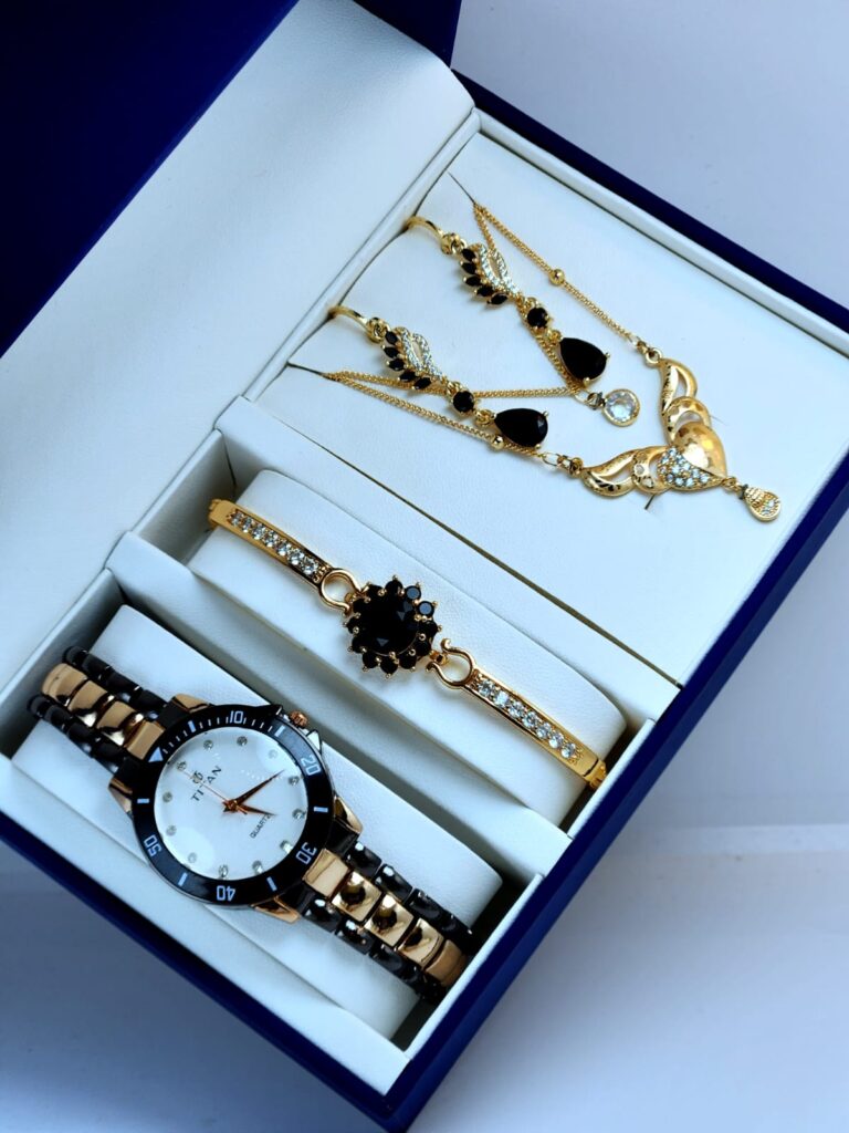 Titan Gold-Tone Jewelry Set with Watch C6505 (2)